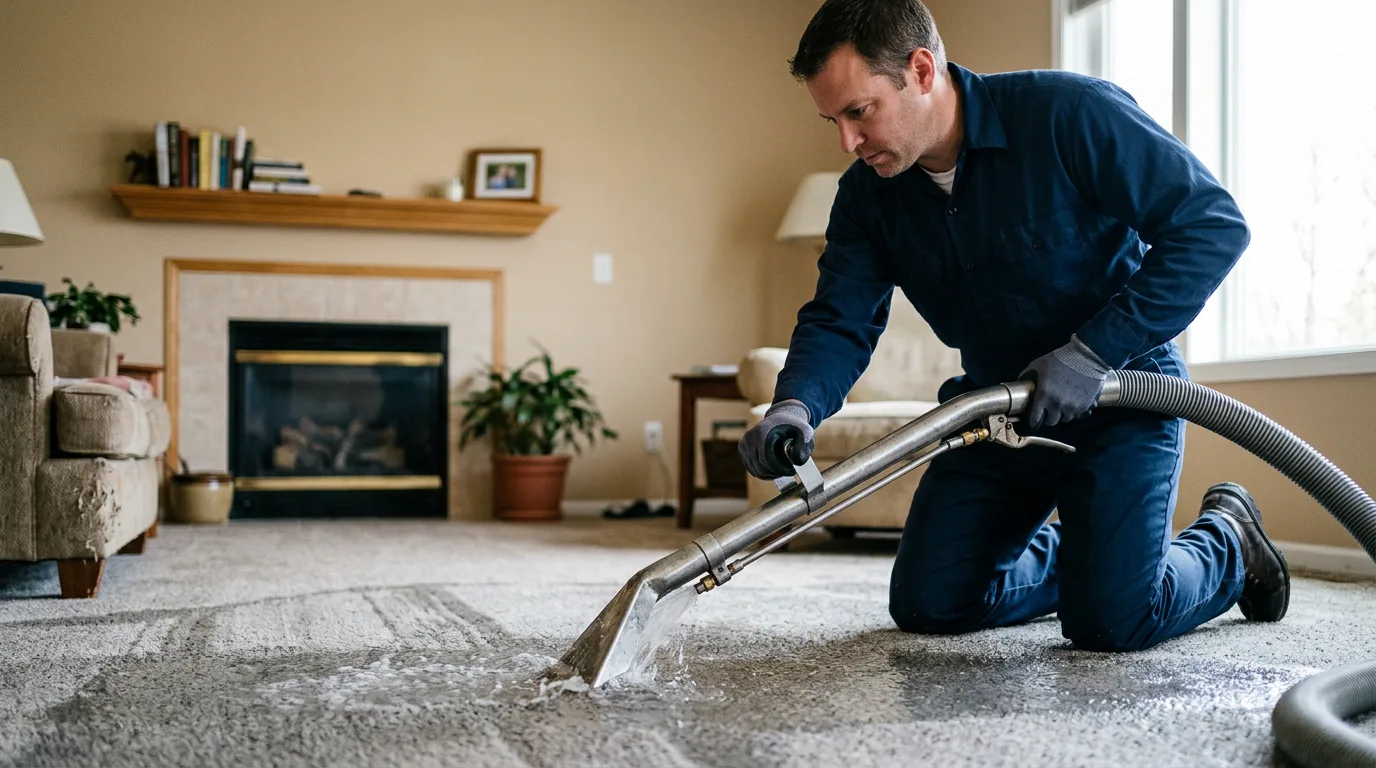 Water damage restoration technician working near Vermontville, MI